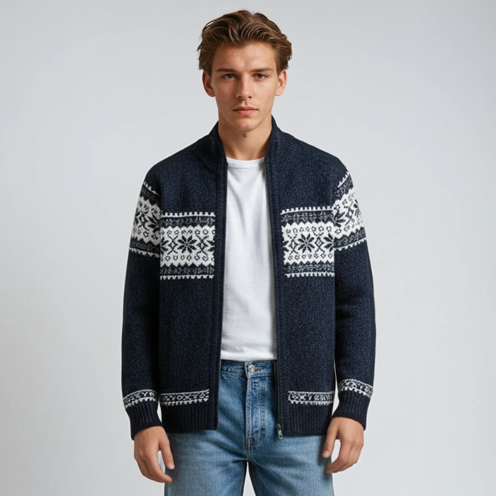 Warme Herren Strickjacke mit Reißverschluss Winter - BerlinGlamour