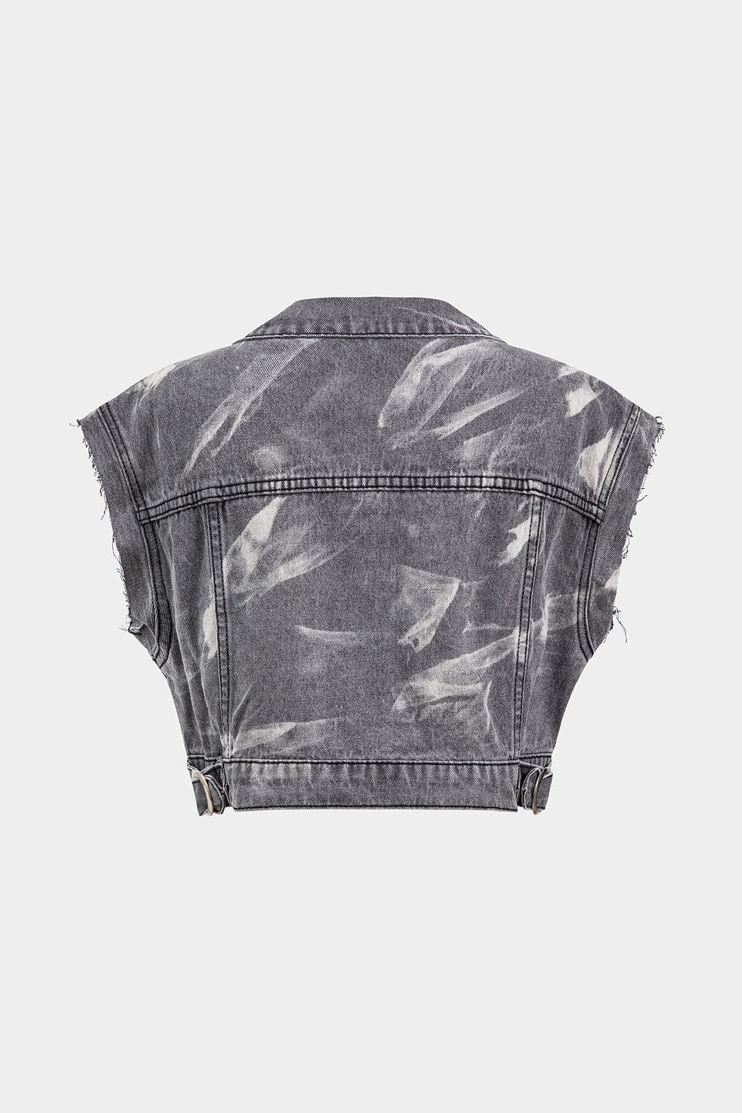 Graue Denimweste Mit Metallbesatz Edgy Damen