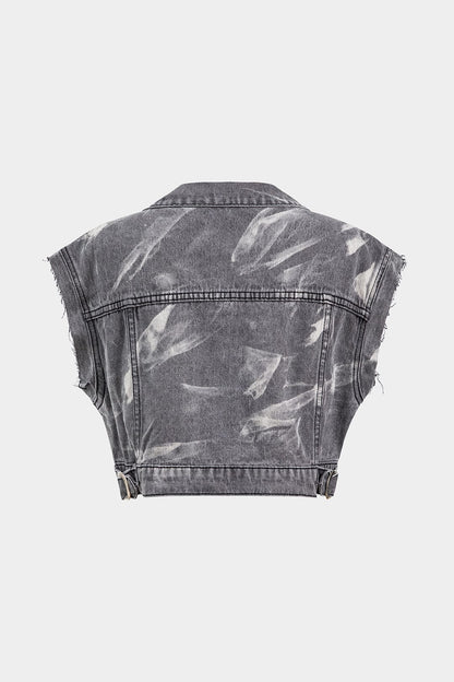 Graue Denimweste Mit Metallbesatz Edgy Damen