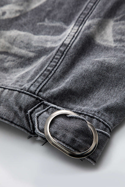 Graue Denimweste Mit Metallbesatz Edgy Damen