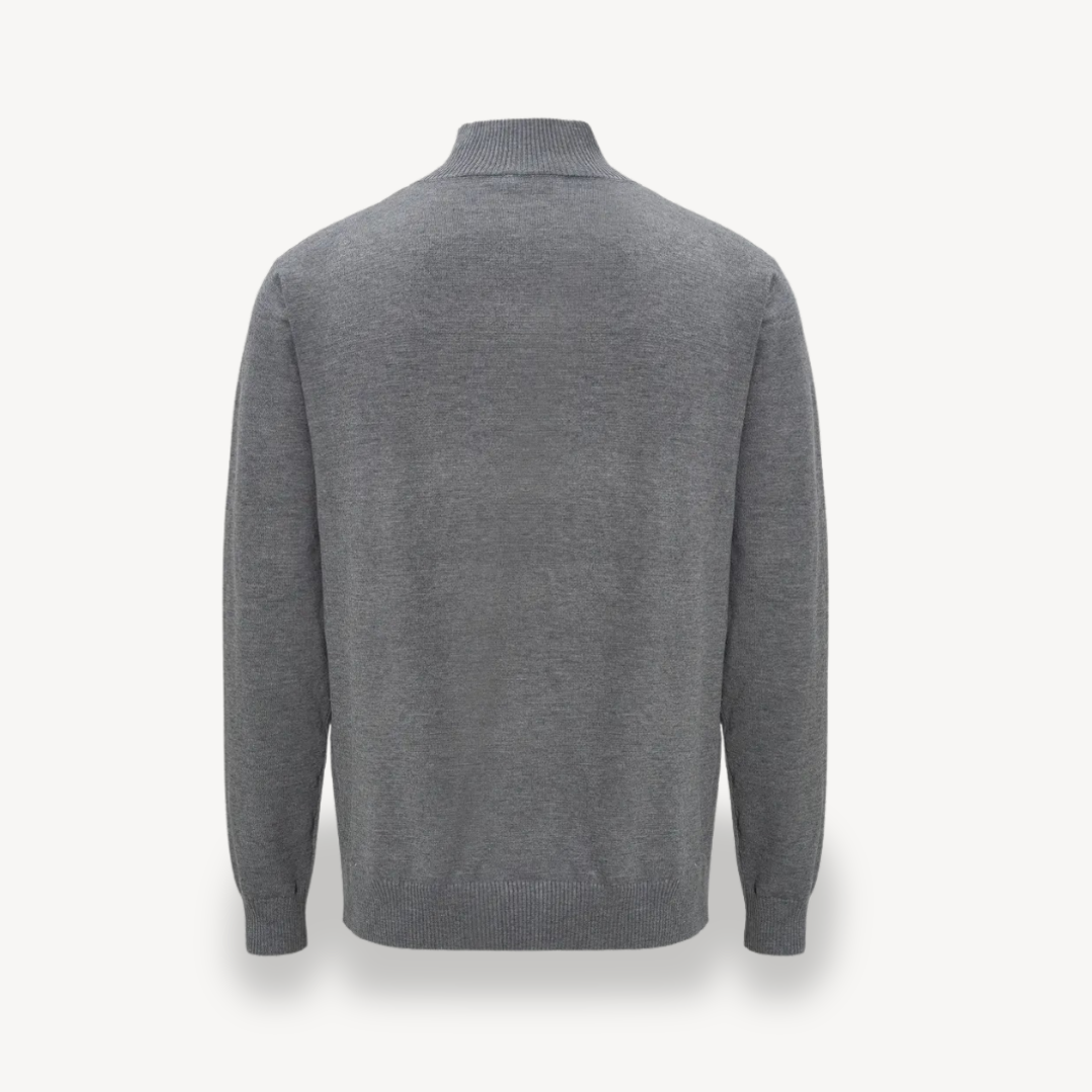 Grauer Strickpullover mit 1/4-Reißverschluss für Herren | Loravelle 1