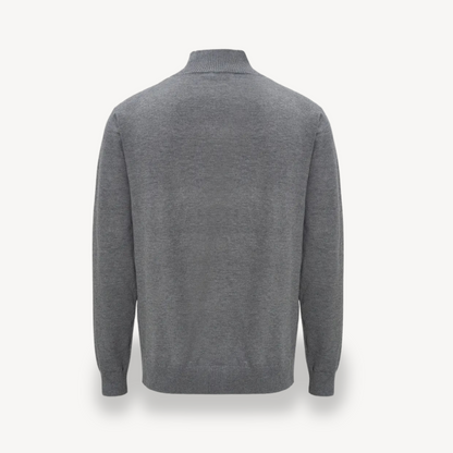 Grauer Strickpullover mit 1/4-Reißverschluss für Herren | Loravelle 1
