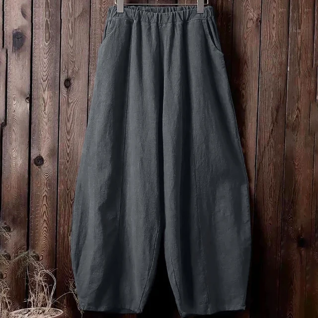 Bequeme Damen-Hose aus Leinen Baumwolle