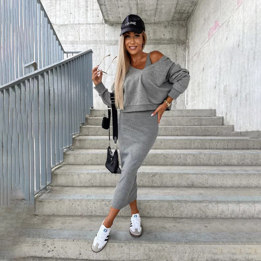 BESSIE: Modisches Kleid- und Sweatshirt-Ensemble