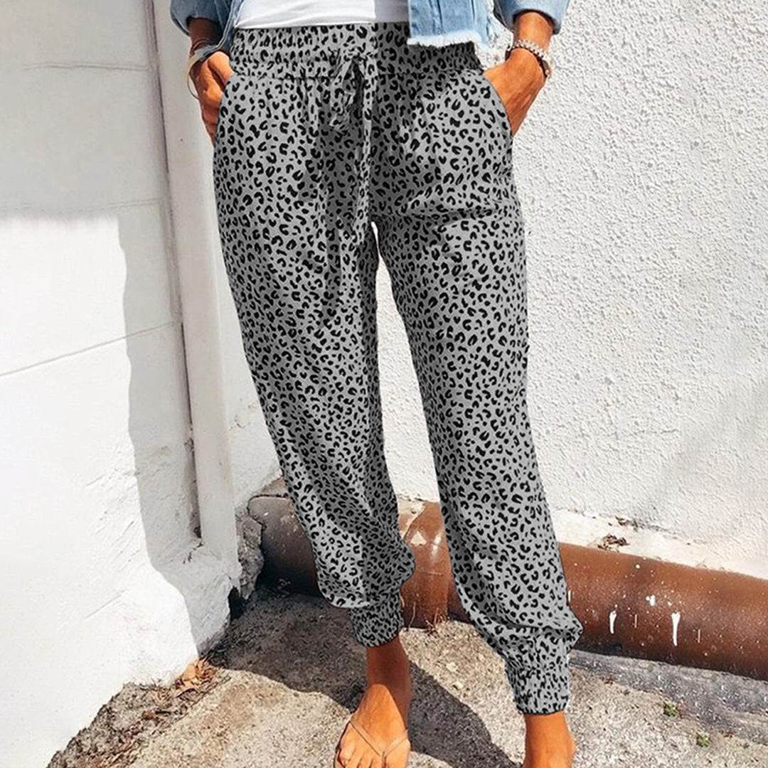 Damen Freizeithose Leopardenmuster Komfortabel Elegant