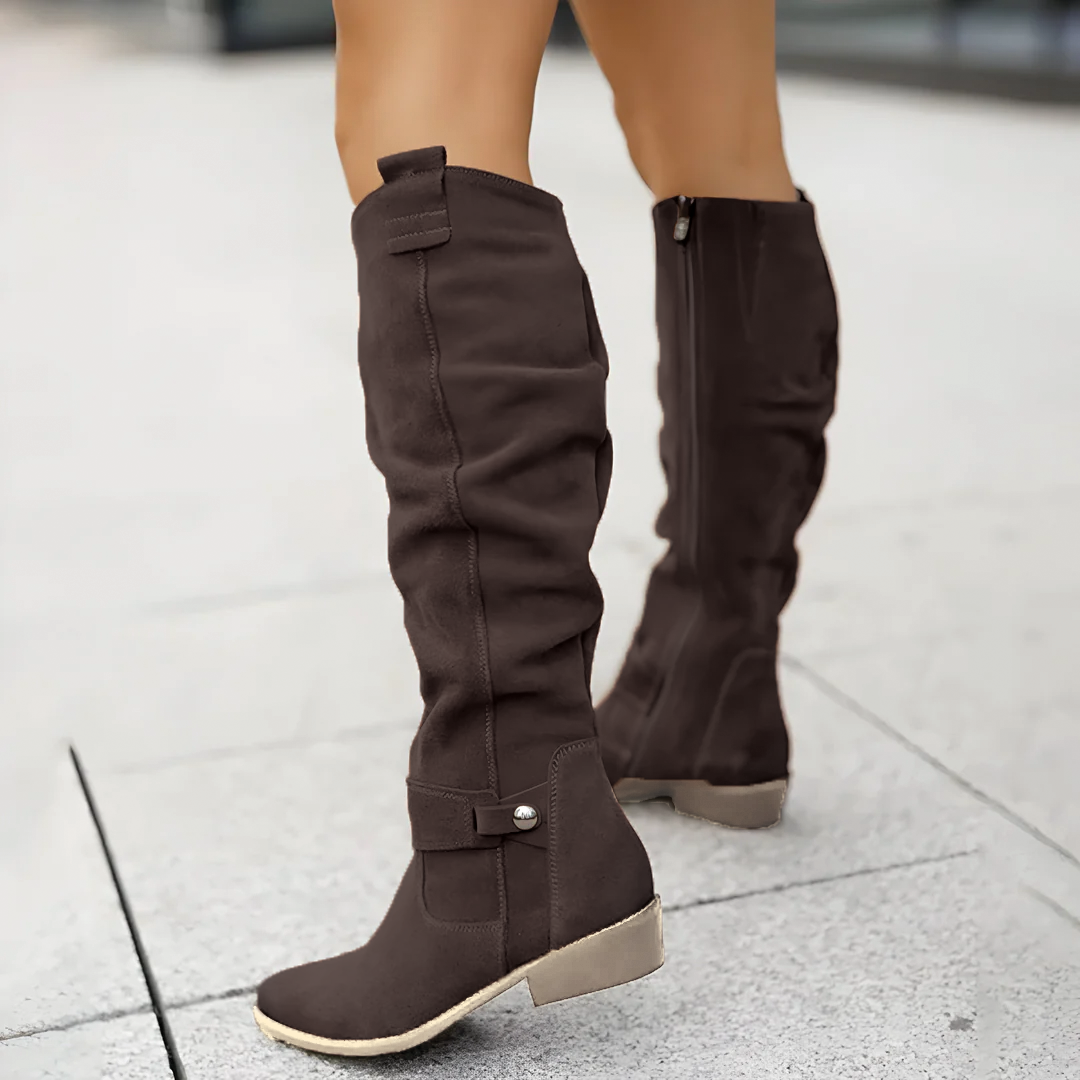 Stiefel Kniehoch Wildleder Braun Damen - BerlinGlamour