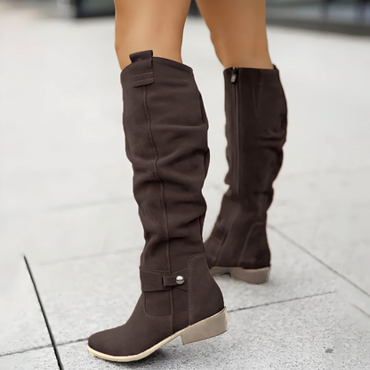Stiefel Kniehoch Wildleder Braun Damen - BerlinGlamour