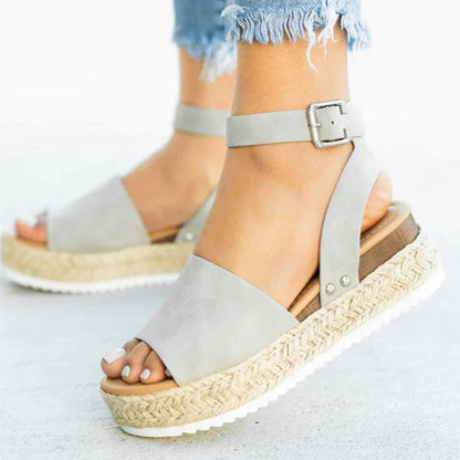 Damen Sandalen Espadrille Sohle Verstellbarer Riemen