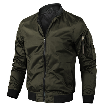 Herren Bomberjacke Warm Isoliert Schwarzes Leder