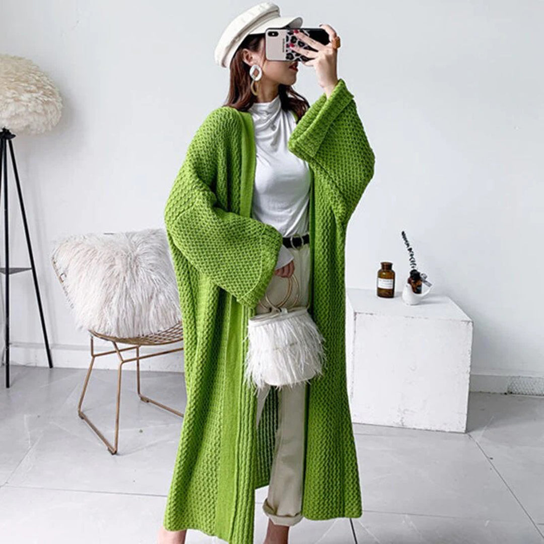 Damen Strickjacke Lang Offene Vorderseite Modern - BerlinGlamour