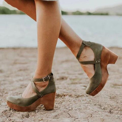 Damen High Heels Wedge Schuhe Elegant Geschlossen