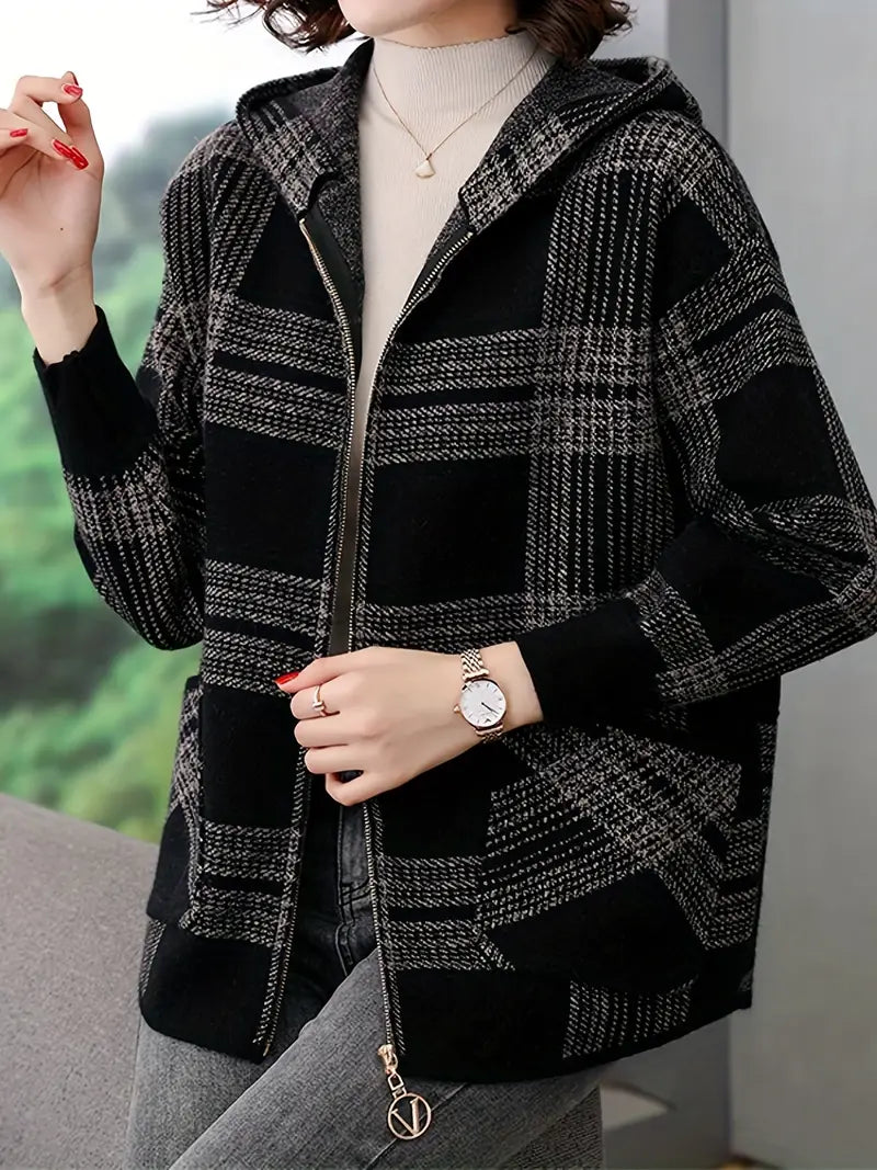 Ellvinna:  Stylish Graphic Print Zip-Up Hoodie