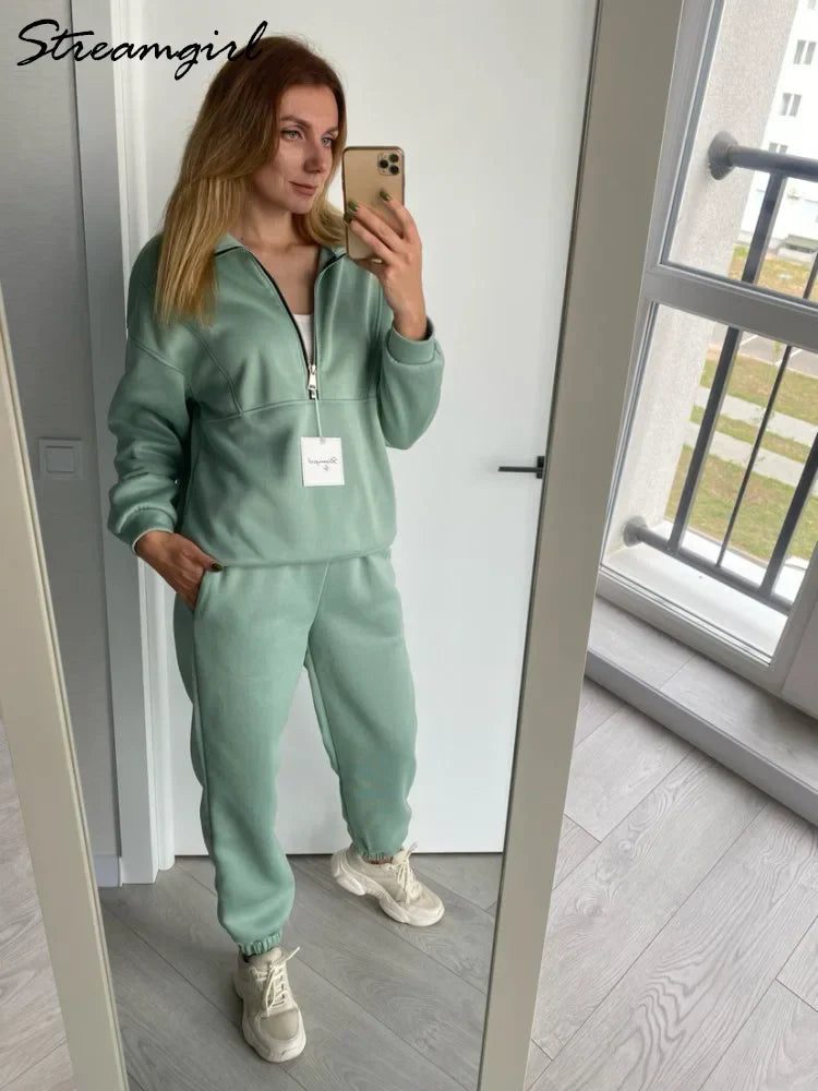 Sportlicher Trainingsanzug Frauen Reißverschluss Jogginganzug