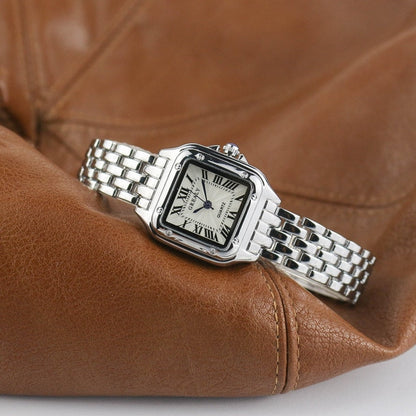 Elegante Damen Stahluhr Quadratisch Modern