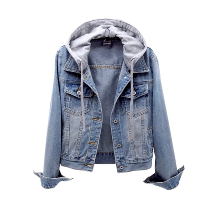 Damen Denim Jacke mit abnehmbarer Kapuze Modern