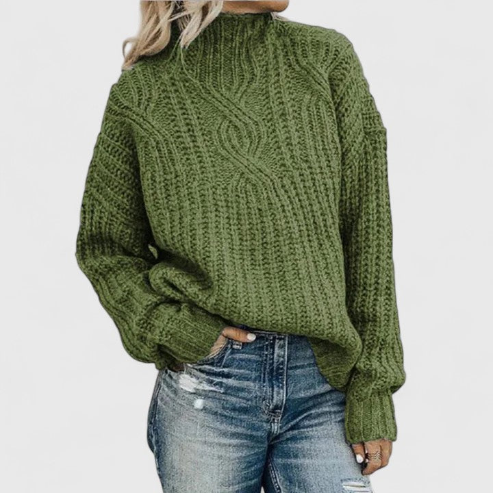 Damen Pullover Langarm Gerippt Winterwarm