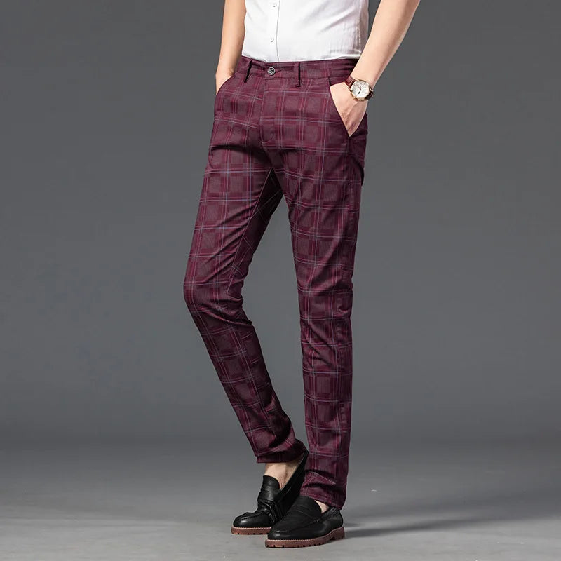 Herren Slim Fit Hosen Maßgeschneidert Kariert Elegant - BerlinGlamour
