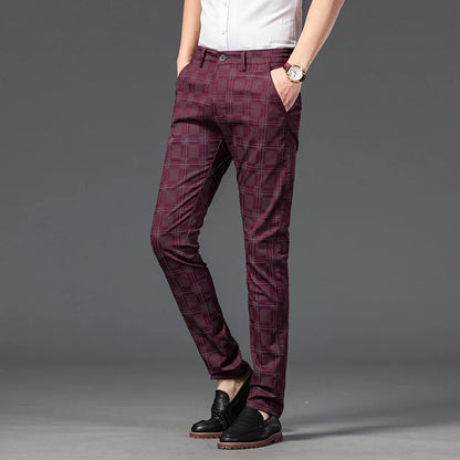 Herren Slim Fit Hosen Maßgeschneidert Kariert Elegant - BerlinGlamour