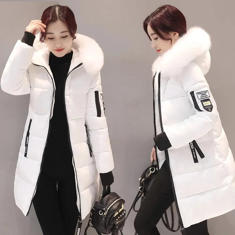 Damen Steppjacke Pelzkragen Warm mit Kapuze - BerlinGlamour