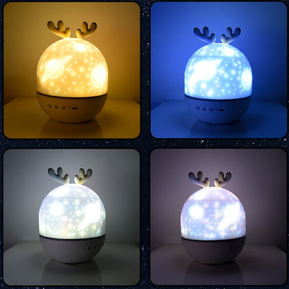 Nachtlampe Rotierend Sternenprojektor Musiklampe Kinderzimmer