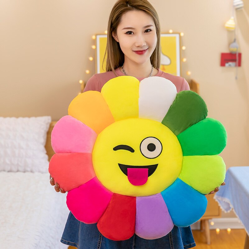 Buntes Sitzkissen Plüsch Bequem Sonnenblume Kissen