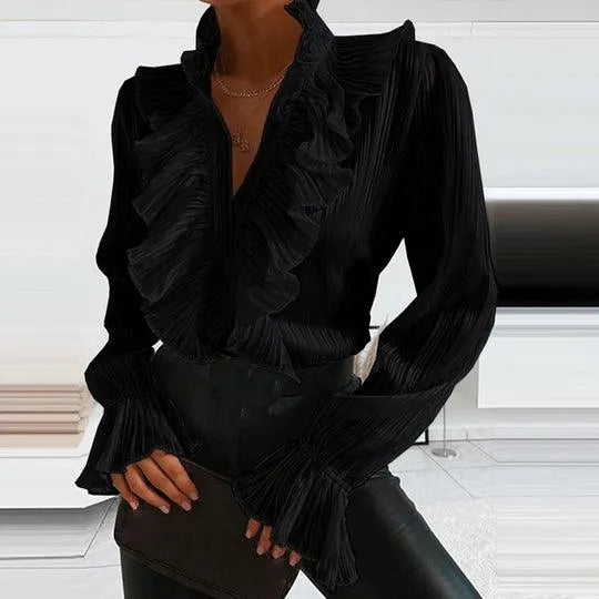 Frauenbluse Rüschen Langarm Elegante Bluse