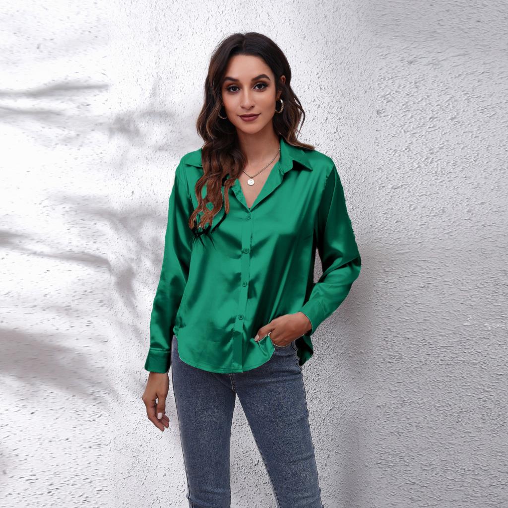 Solira Satinbluse Damen Grün
