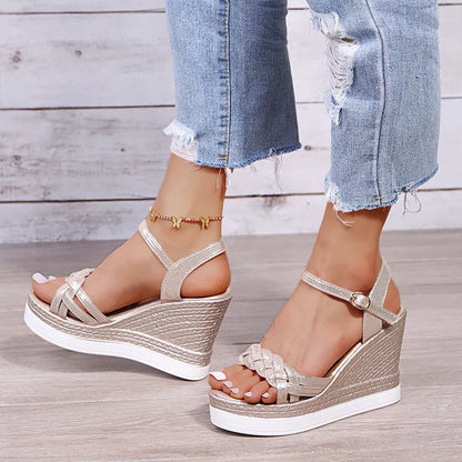 Hohe Wedges Sandalen Damen Schick