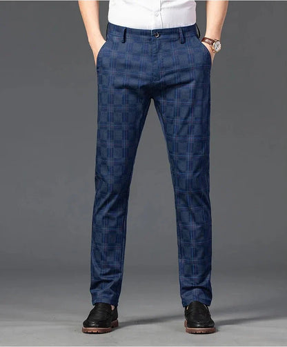 Herren Slim Fit Hosen Maßgeschneidert Kariert Elegant