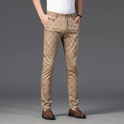 Herren Slim Fit Hosen Maßgeschneidert Kariert Elegant