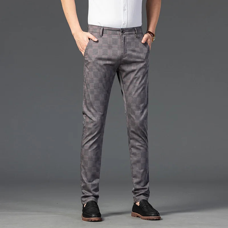 Herren Slim Fit Hosen Maßgeschneidert Kariert Elegant