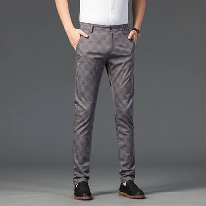 Herren Slim Fit Hosen Maßgeschneidert Kariert Elegant