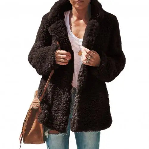 Damen-Teddyfleecemantel Luthelin – locker geschnitten und warm