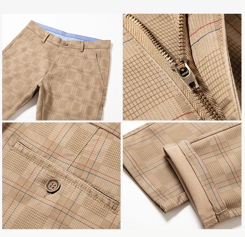 Herren Slim Fit Hosen Maßgeschneidert Kariert Elegant