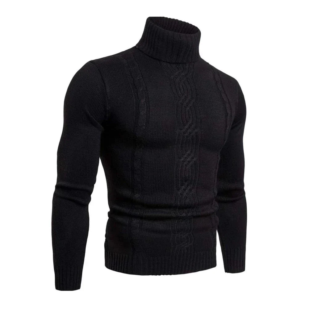 Baumwollpullover mit Rollkragen und Zopfmuster - Lucian