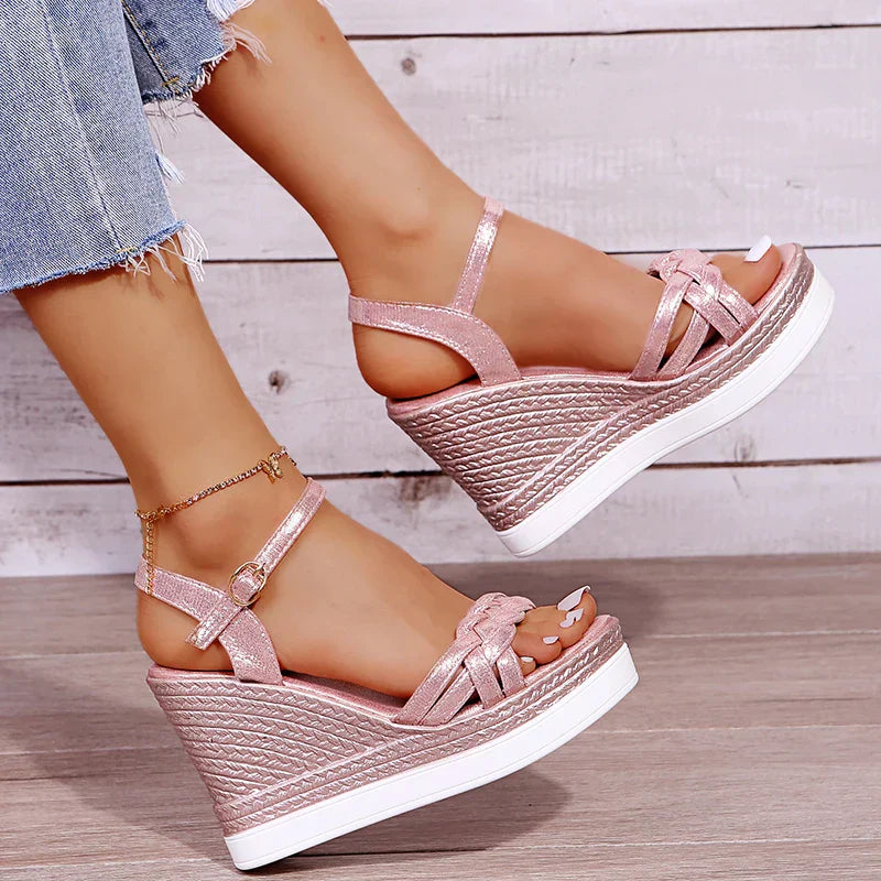 Hohe Wedges Sandalen Damen Schick