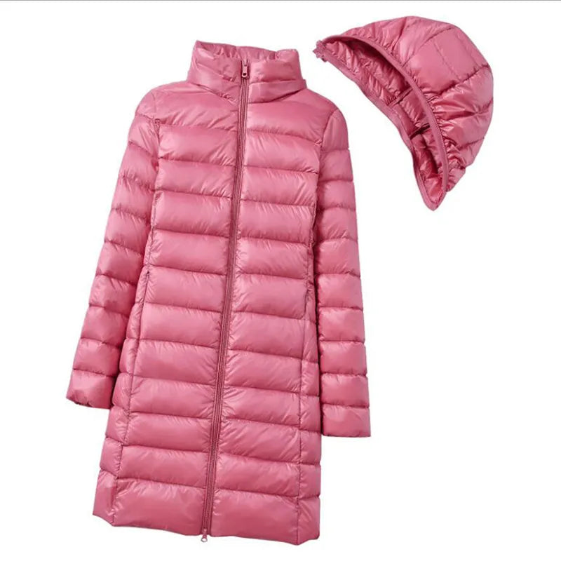 Lange Daunenjacke Damen Ultraleicht Warm