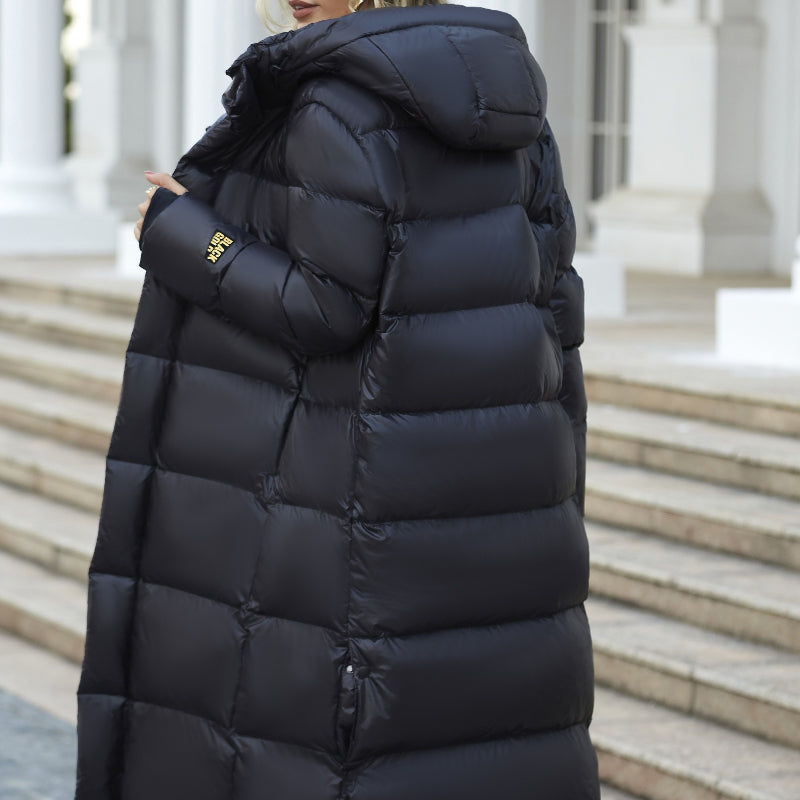 Damenschneeanorak Lang Wattiert mit Kapuze Winter