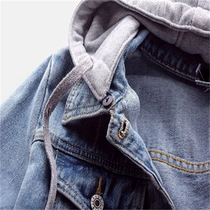 Damen Denim Jacke mit abnehmbarer Kapuze Modern