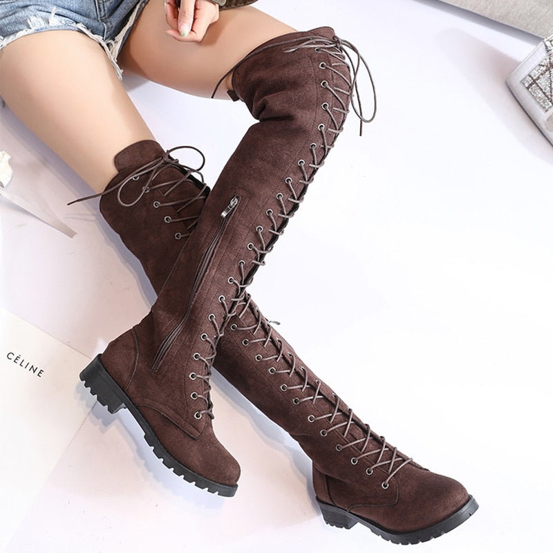 Heidi Knie Stiefel Sexy Bequem Schwarz - BerlinGlamour