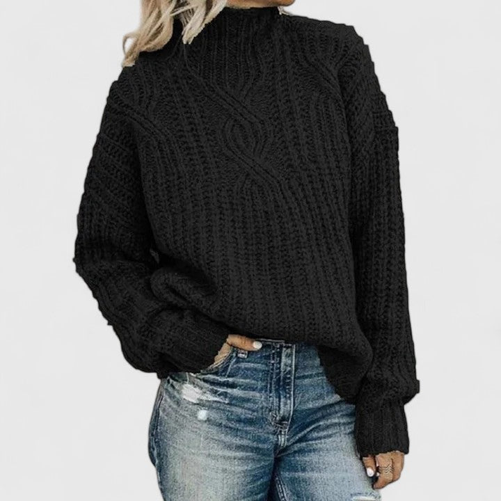 Damen Pullover Langarm Gerippt Winterwarm - BerlinGlamour