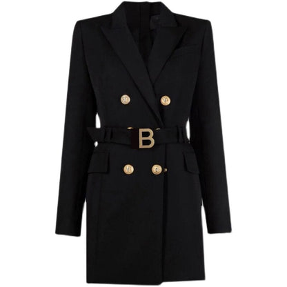 Elegantes Blazerkleid mit Taillengürtel und Knopfverzierung Damen
