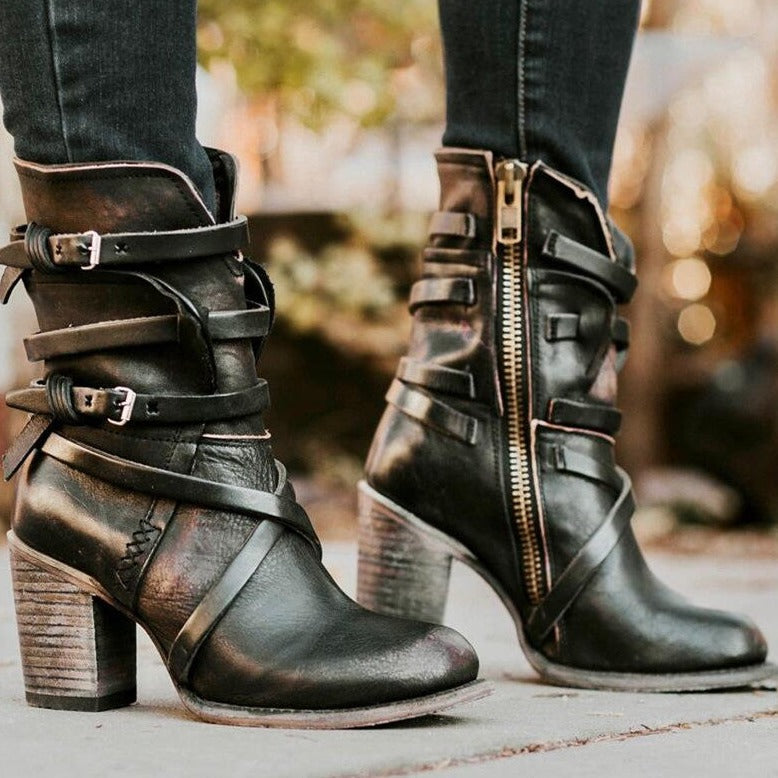 Damen Stiefeletten Leder Orthopädisch Komfortabel