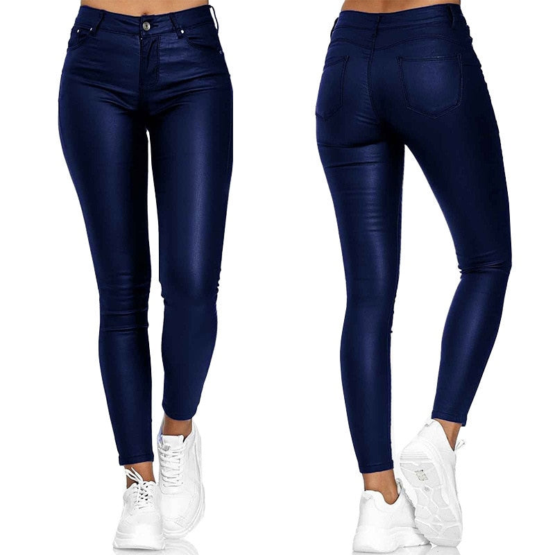 Cassandra Leather-Look Stretch Pants