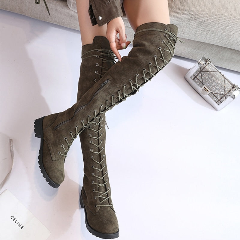 Heidi Knie Stiefel Sexy Bequem Schwarz