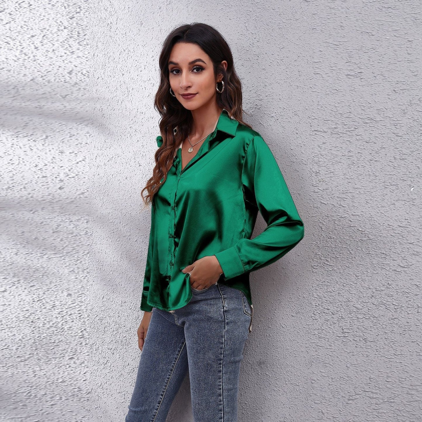 Solira Satinbluse Damen Hellgrün
