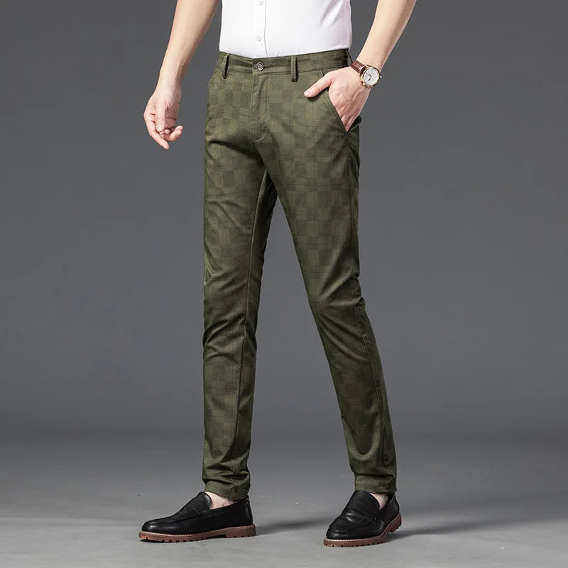 Herren Slim Fit Hosen Maßgeschneidert Kariert Elegant