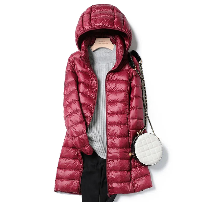 Lange Daunenjacke Damen Ultraleicht Warm