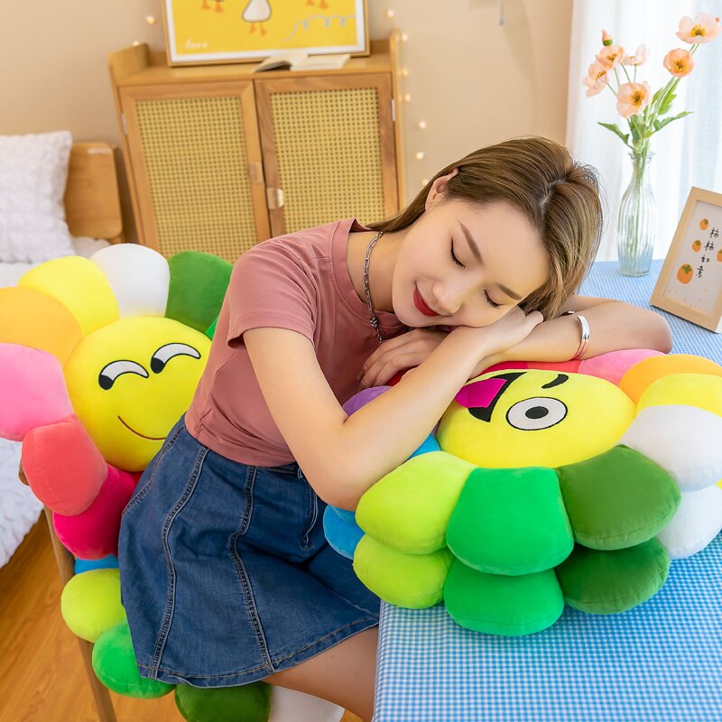 Buntes Sitzkissen Plüsch Bequem Sonnenblume Kissen