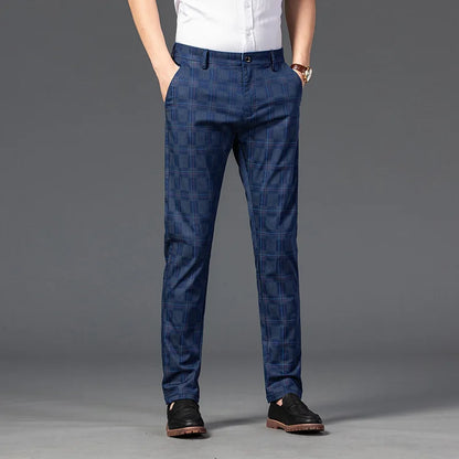 Herren Slim Fit Hosen Maßgeschneidert Kariert Elegant
